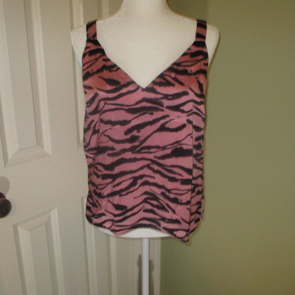 CAMI NYC Pink Silk Zebra Print Tank Medium